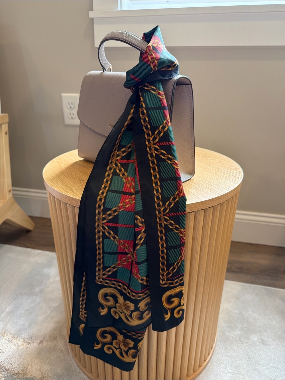 Vintage Equestrian Chain Plaid Long Scarf
